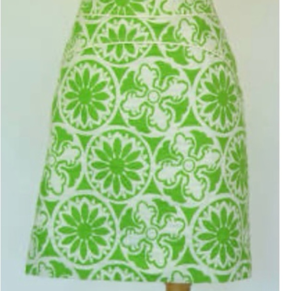 Lilly Pulitzer Green and White A-Line Midi Skirt